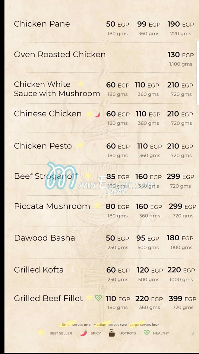Apron menu prices