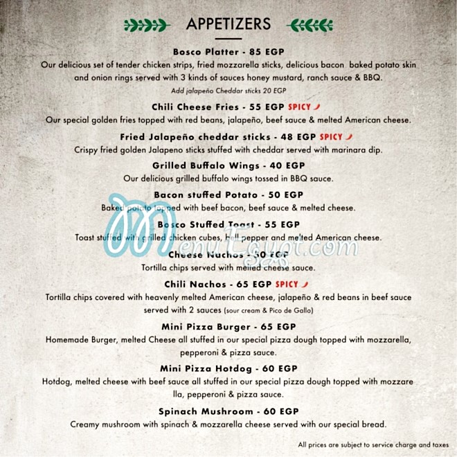 Bosco menu