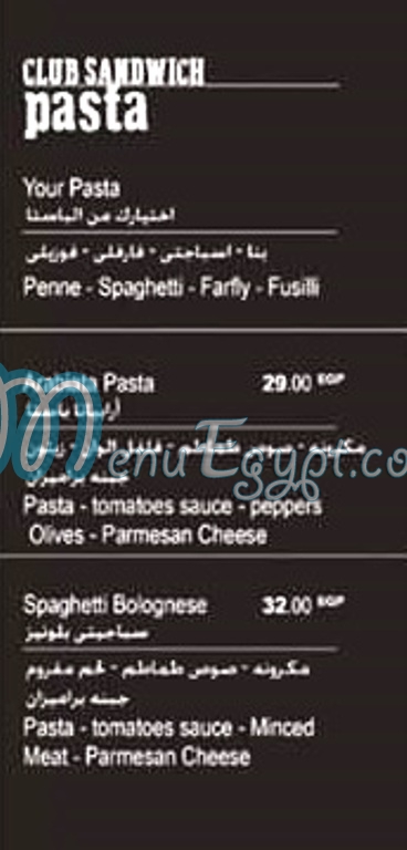 Club Sandwichcs online menu