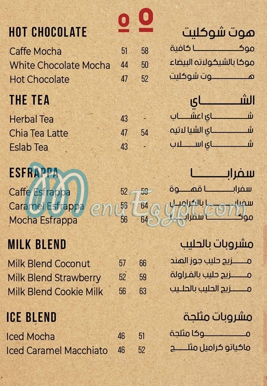 منيو اسبرسو لاب مصر