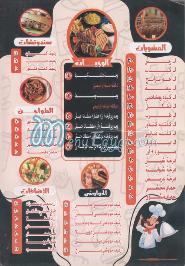 Kbab El Fayomey menu Egypt