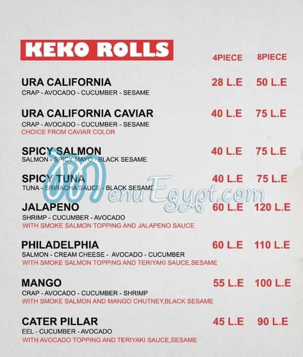 Keko Sushi menu Egypt 9