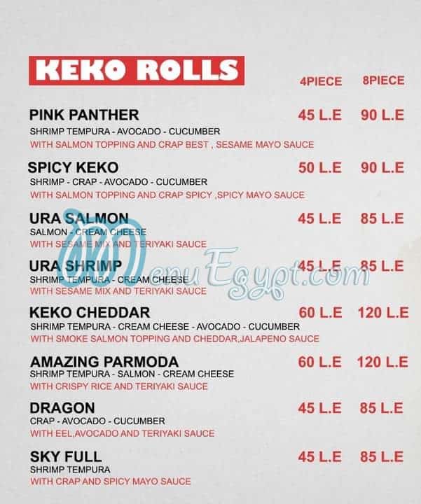 Keko Sushi menu Egypt 11