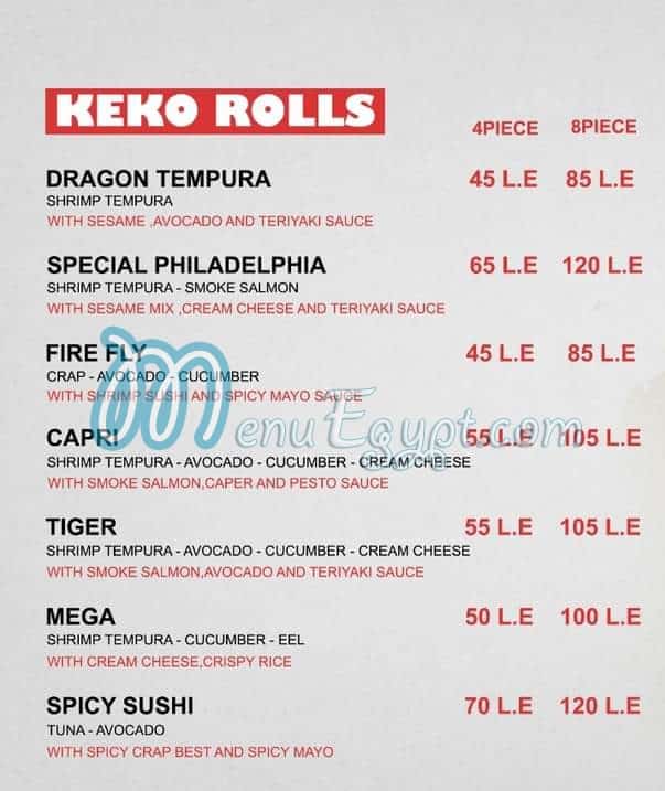 Keko Sushi menu Egypt 12
