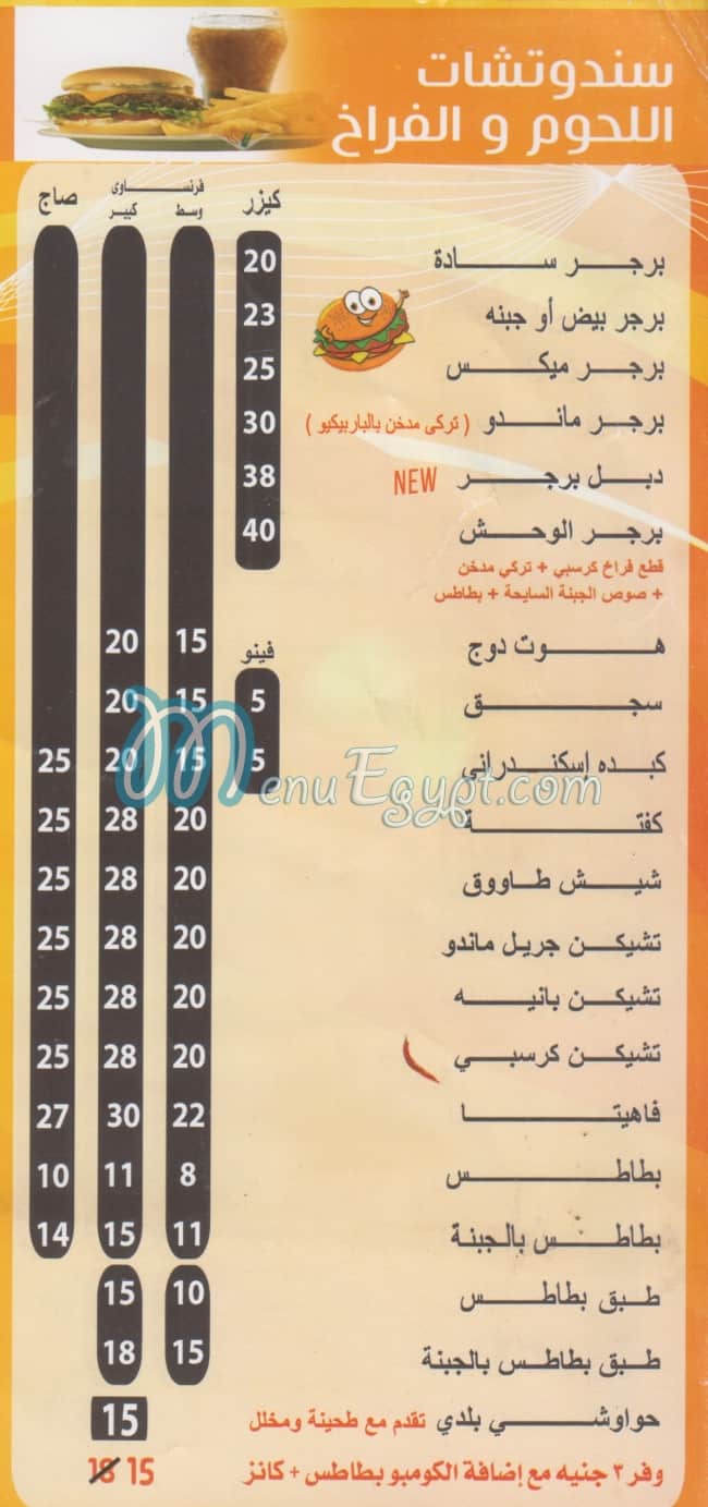 Mando menu Egypt