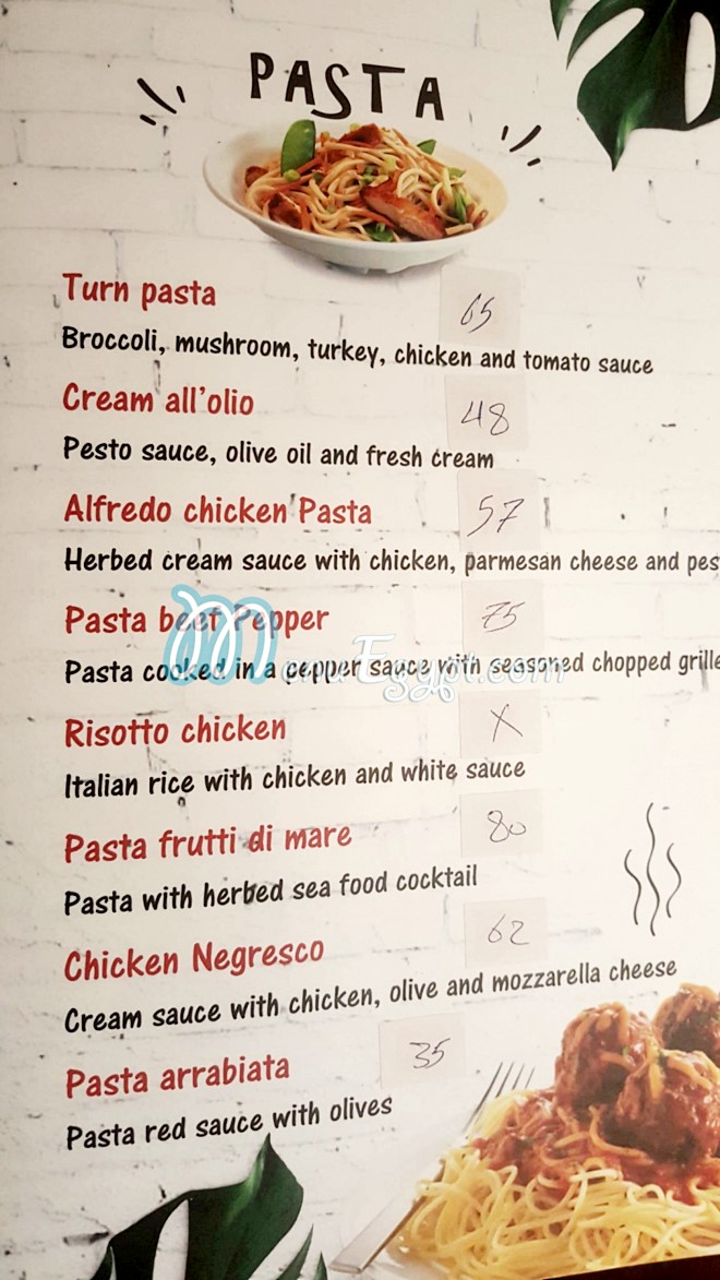 Pizza Turn menu
