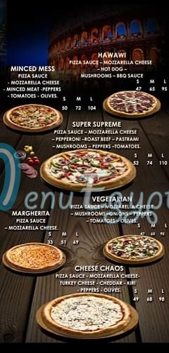 Pizzarium menu Egypt