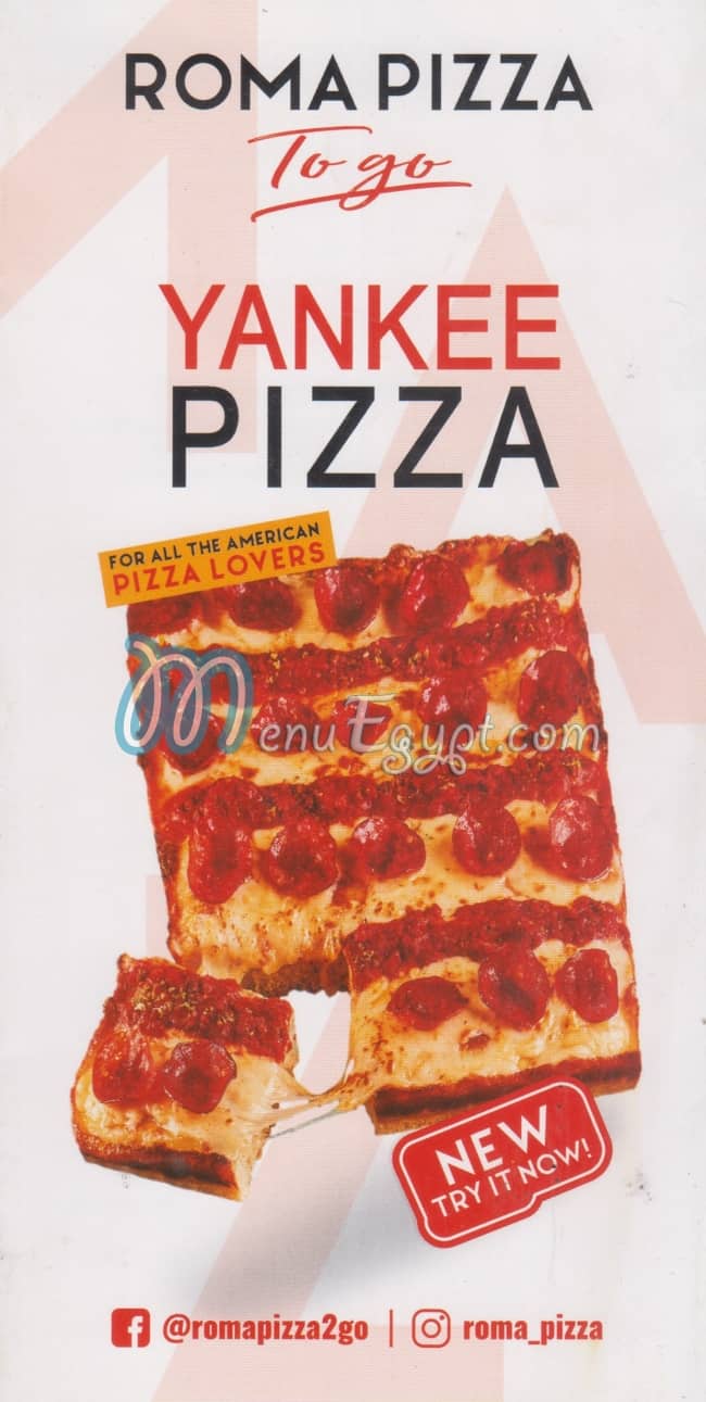 Roma Pizza 2 Go menu