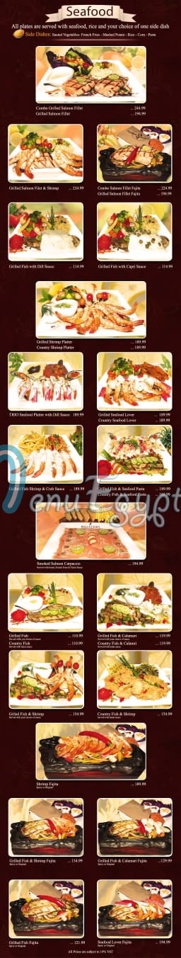 Trio R delivery menu