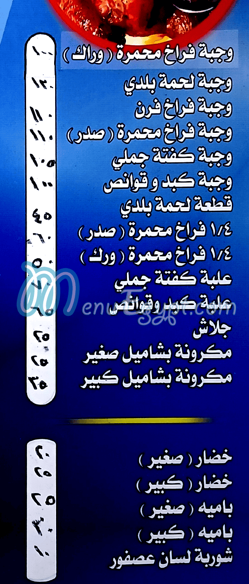 Abo Yousef Holwan menu