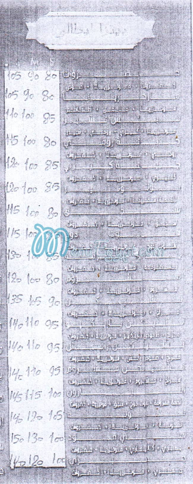 منيو البارون