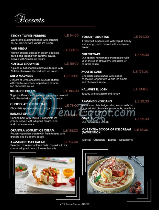 Armando Restaurants menu prices