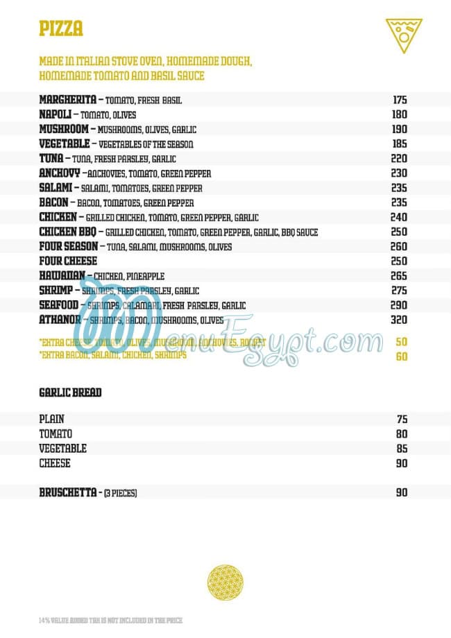 Athanor Pizzeria menu prices