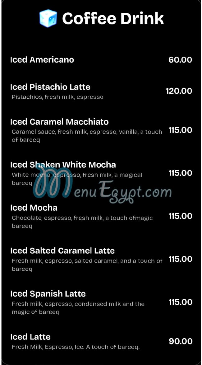 Bareeq delivery menu