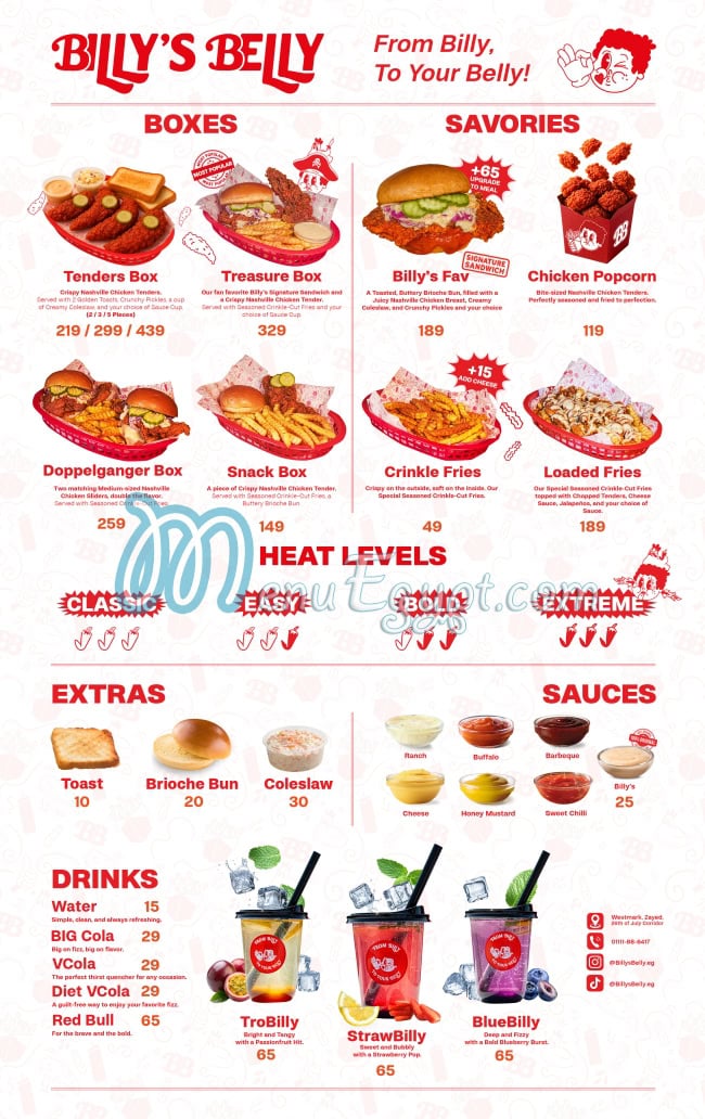 Billy s Belly menu