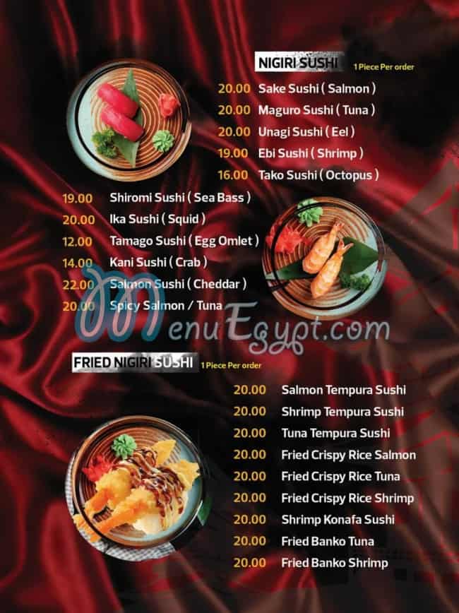 Bob Sushi menu Egypt 3