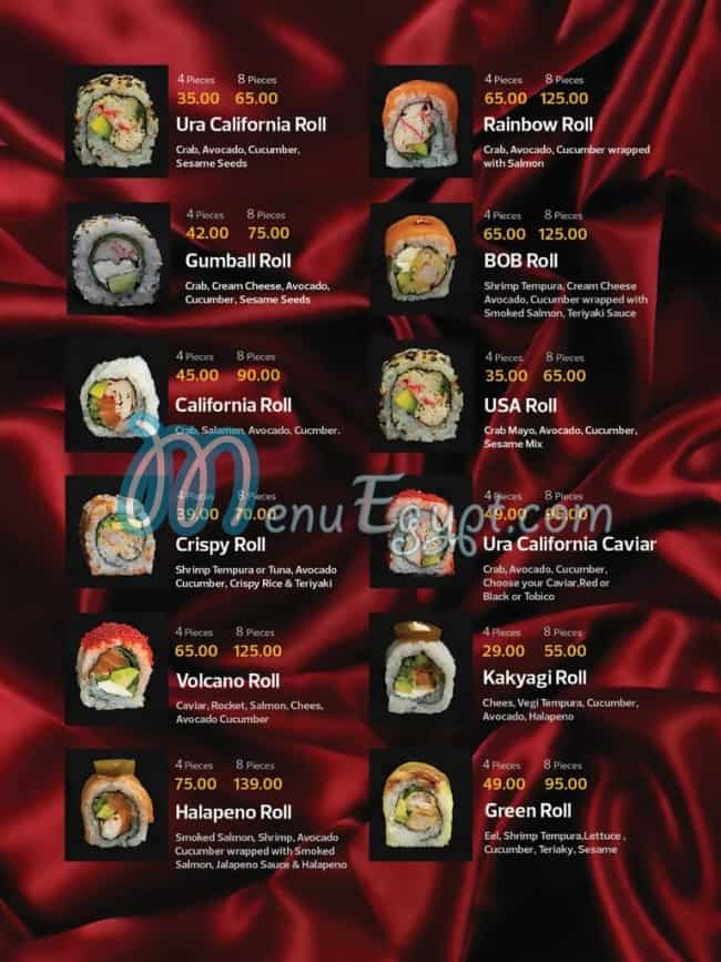Bob Sushi delivery menu
