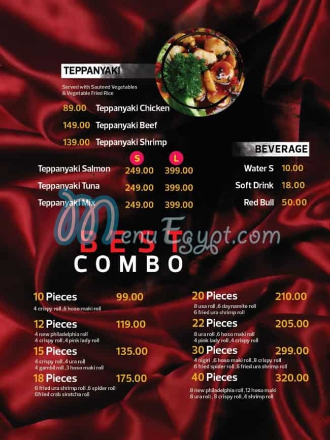 Bob Sushi menu Egypt 1