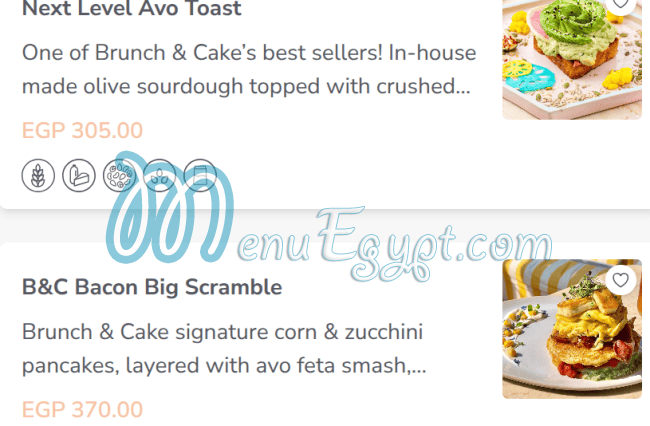 Brunch and Cake menu Egypt 2