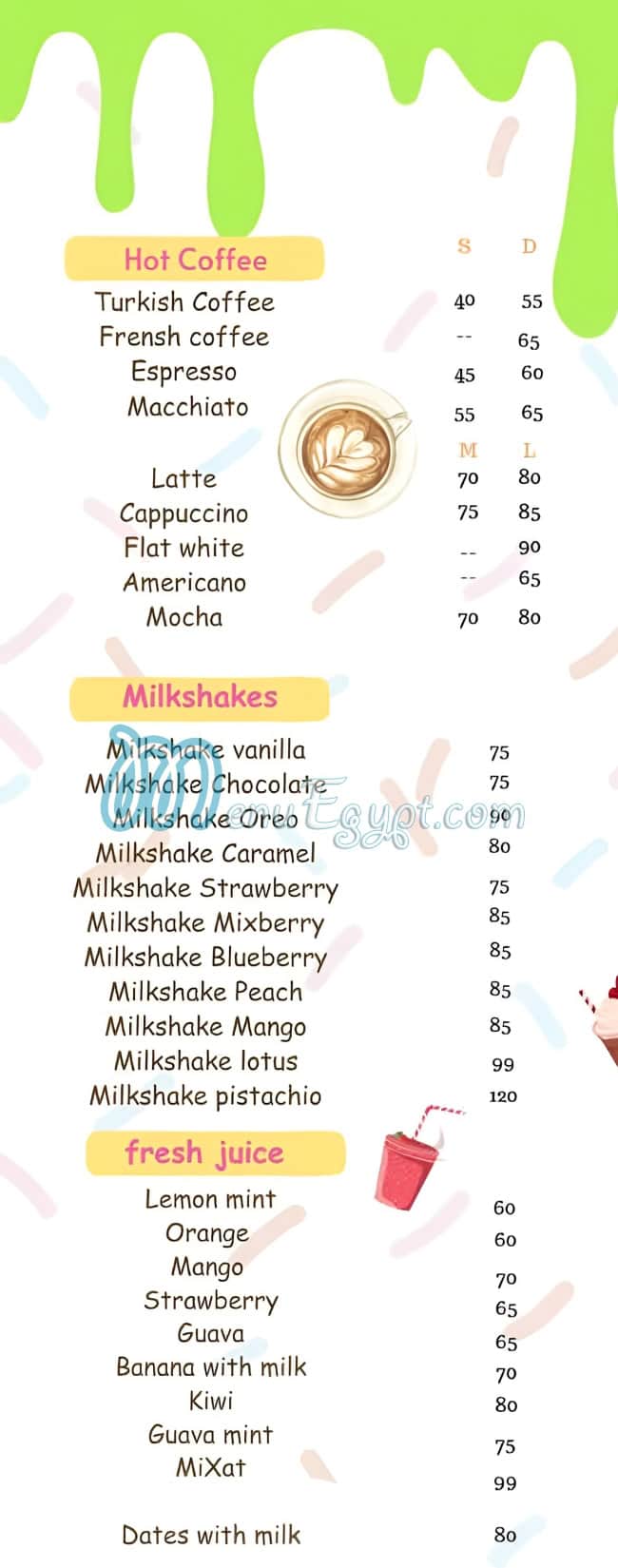 Bubbles Cafe menu Egypt