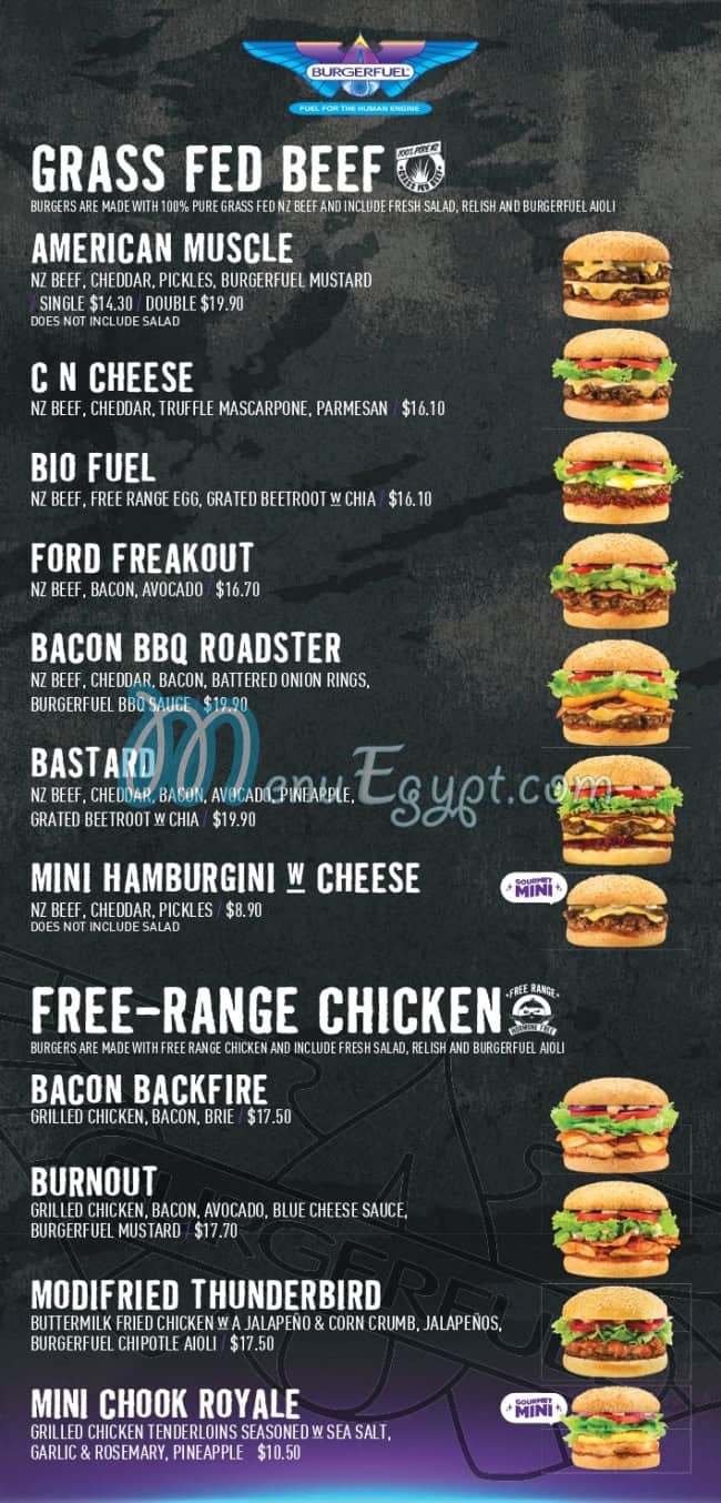 Burger Fuel menu