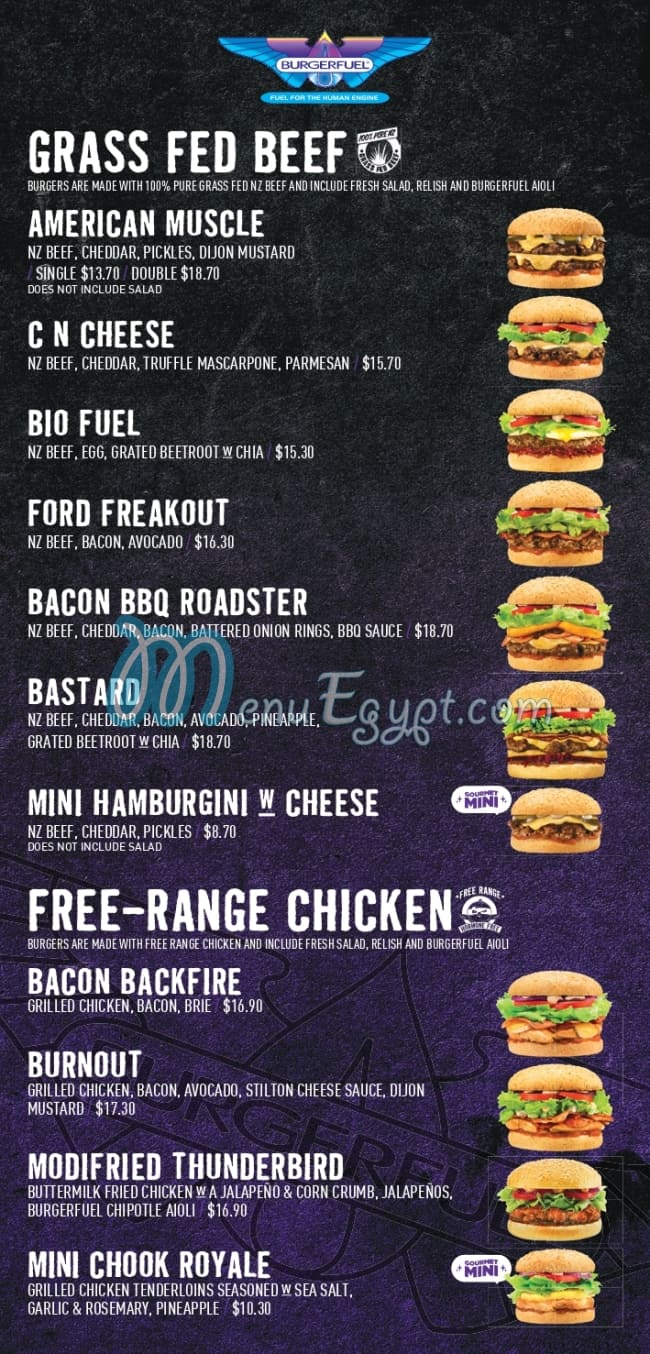 Burger Fuel menu