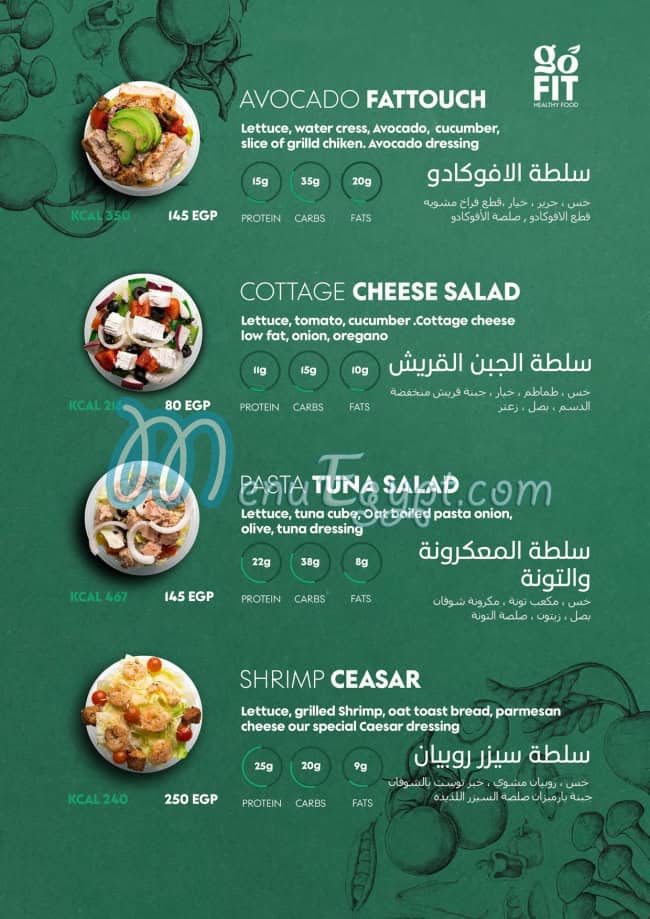 go fit healthy food menu Egypt