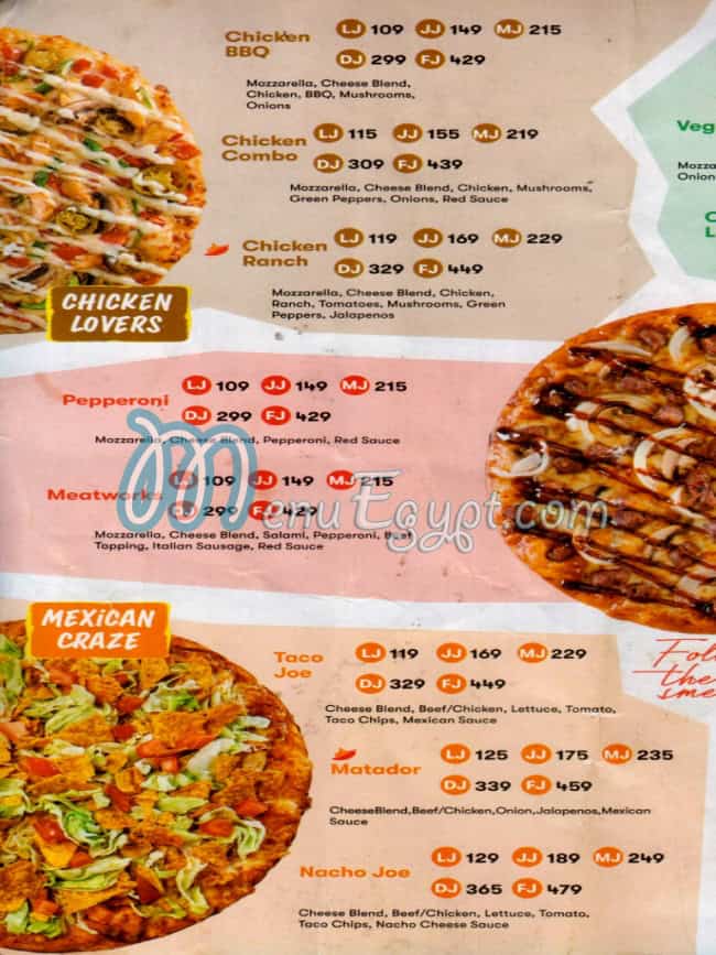 Happy Joe's menu