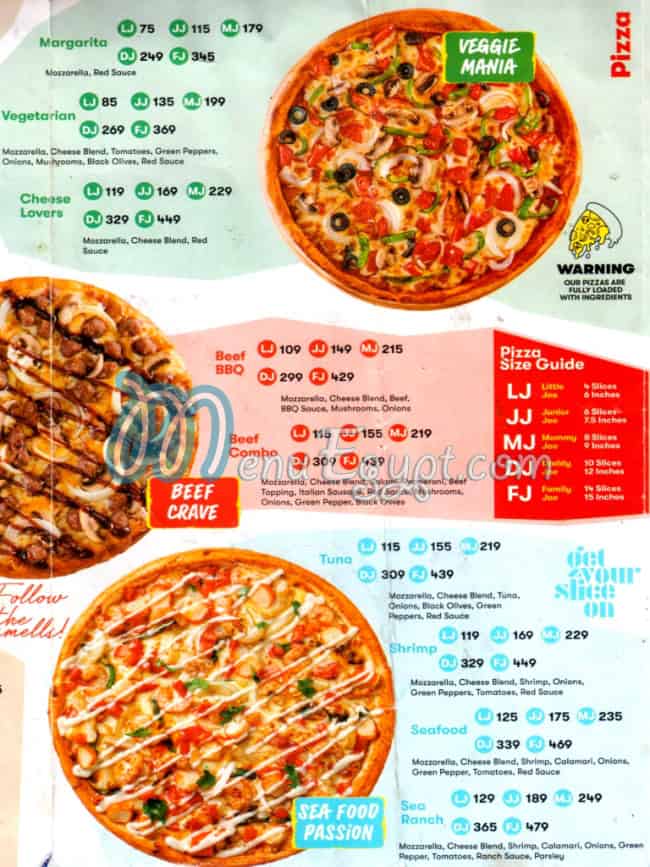 Happy Joe's menu Egypt