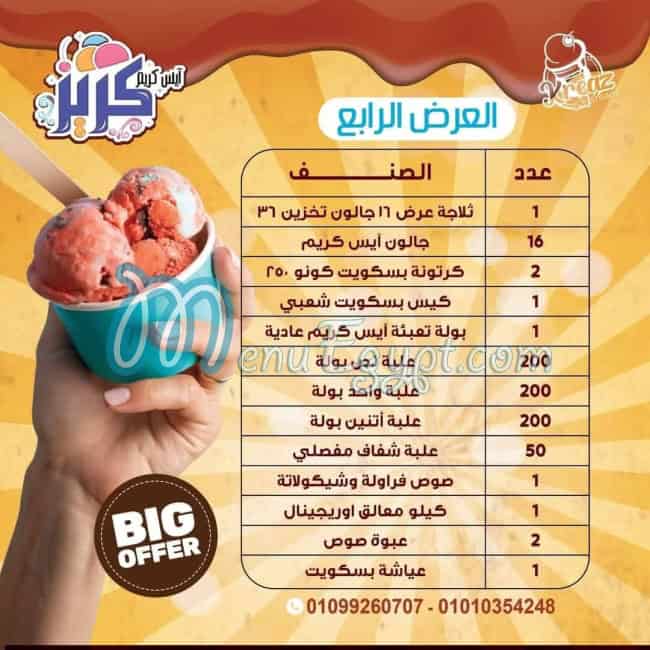 Ice Cream Creez delivery menu