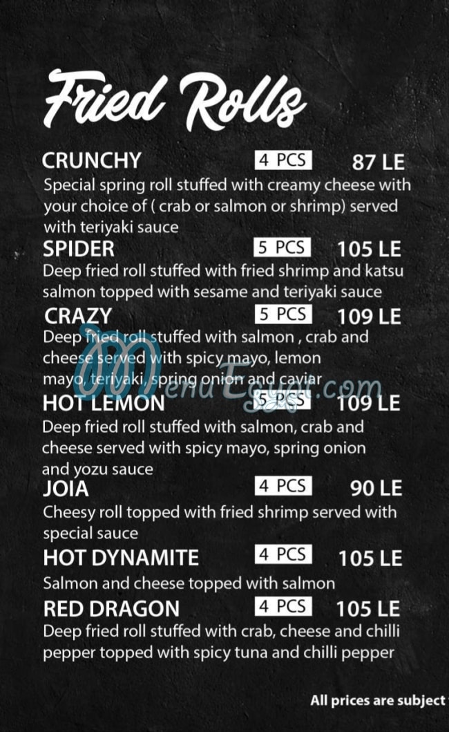 JOIA SUSHI and GRILL menu Egypt 2