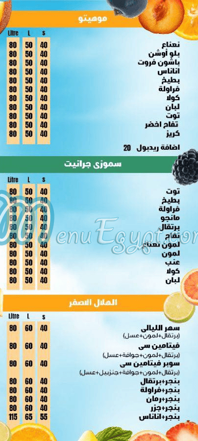 منيو جاست فريش مدينتي مصر