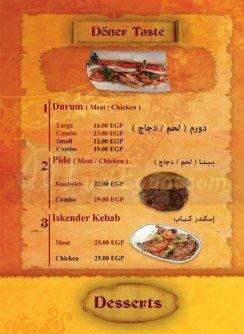 kasim Pasha menu