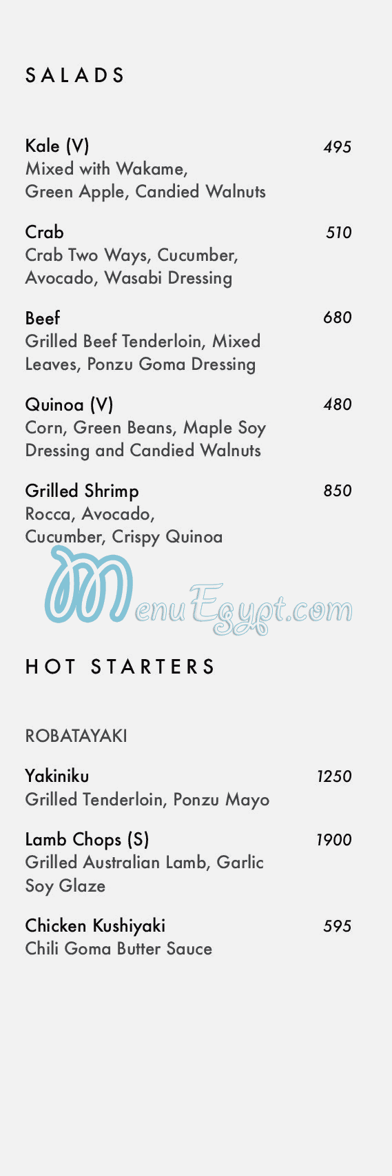 Kazoku menu prices