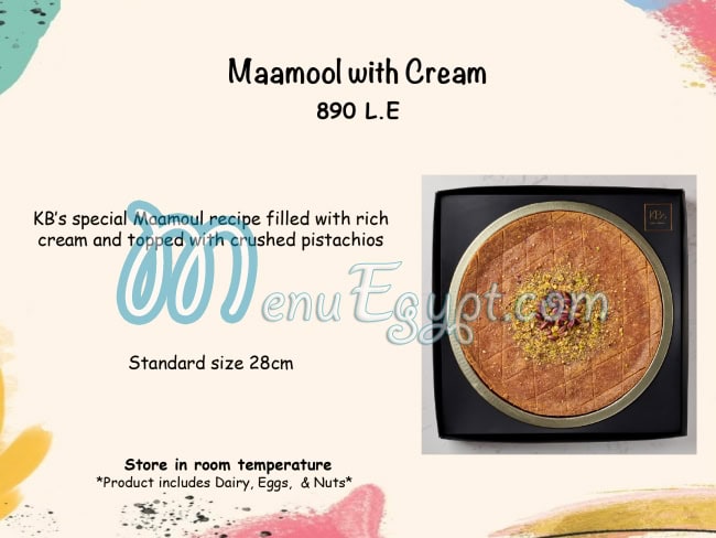 KBs Cake Studio delivery menu