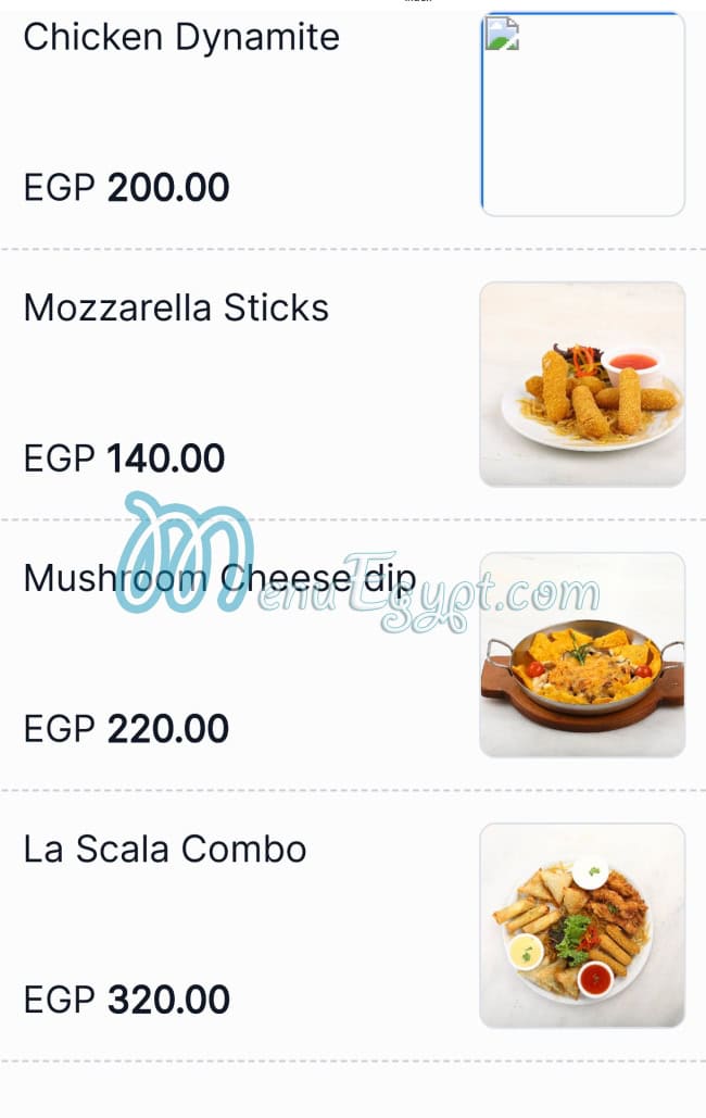 La Scala menu prices