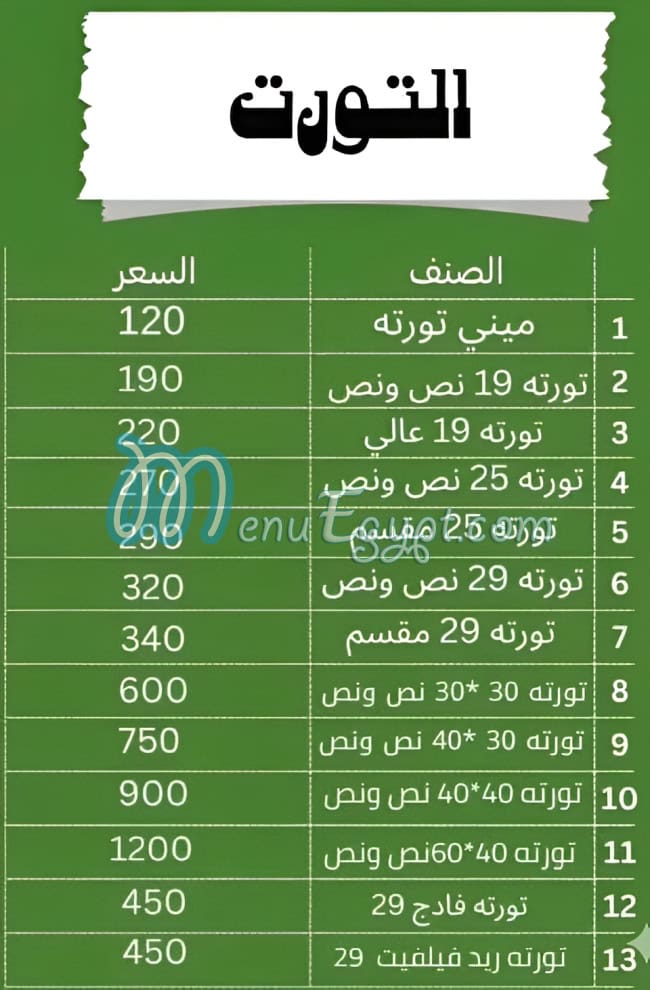 Larin menu Egypt