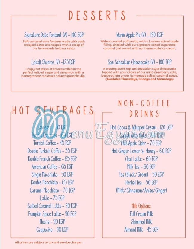 Lokali Egypt menu Egypt
