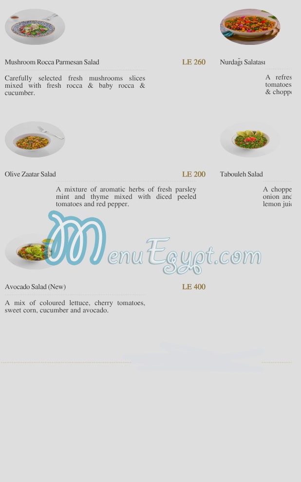 Mado menu Egypt