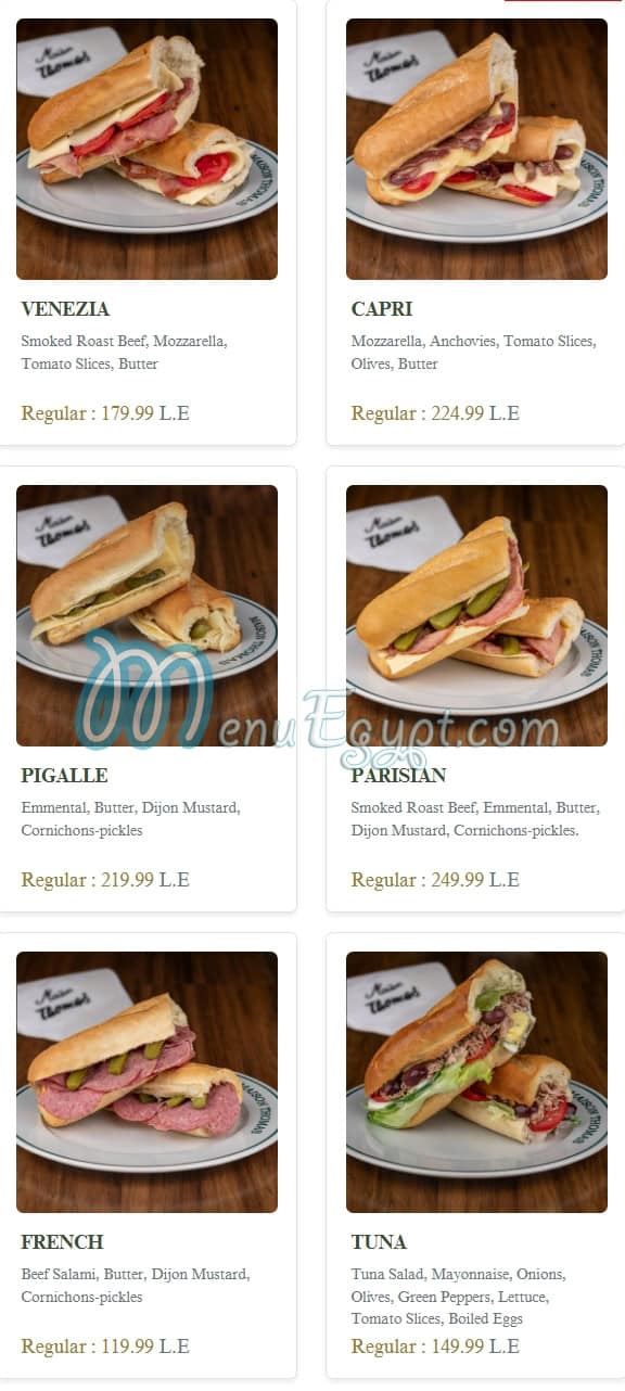 Maison Thomas menu Egypt 5