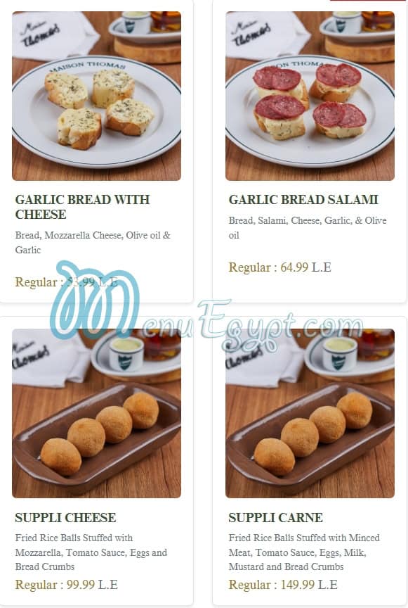 Maison Thomas menu Egypt 1