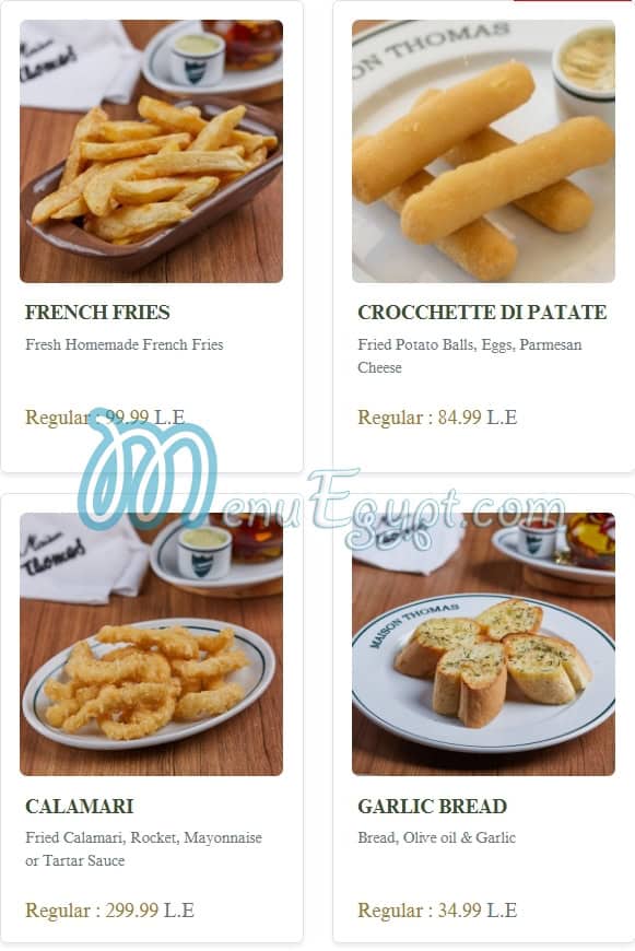 Maison Thomas menu Egypt 2