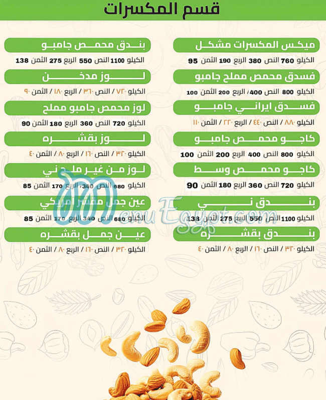 Mohmsat Al Hamzawy menu Egypt