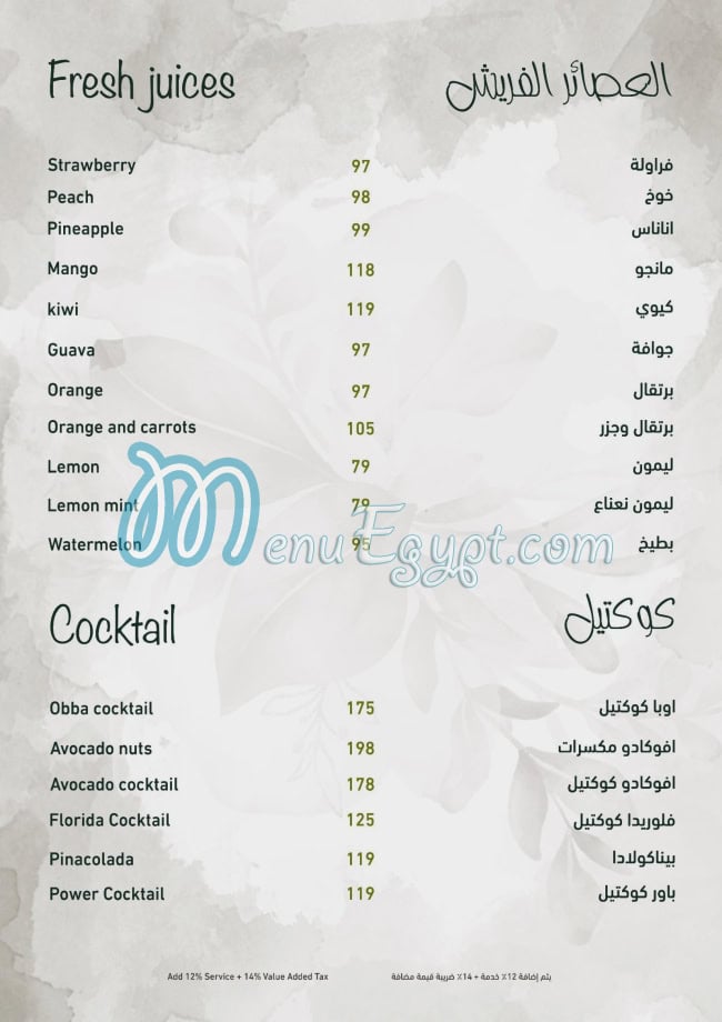 Obba menu Egypt 10