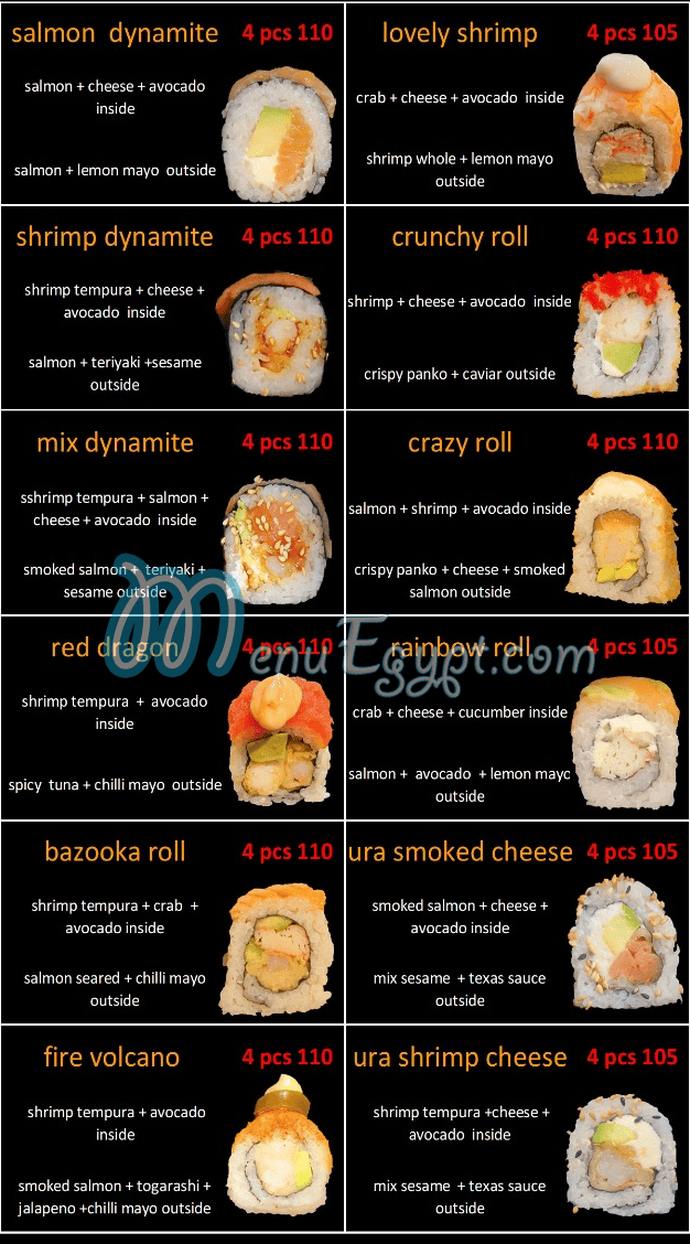 Ozuki menu Egypt