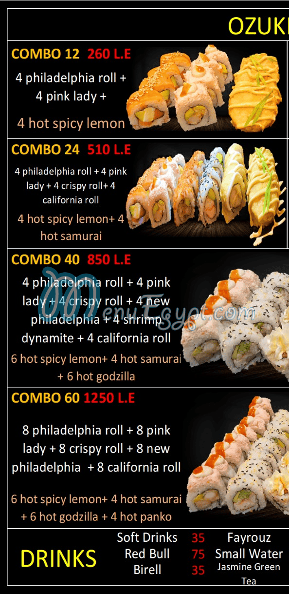 Ozuki menu prices