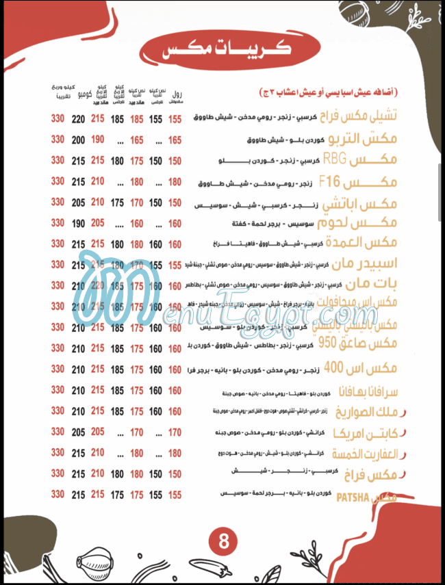 Patsha menu Egypt 1