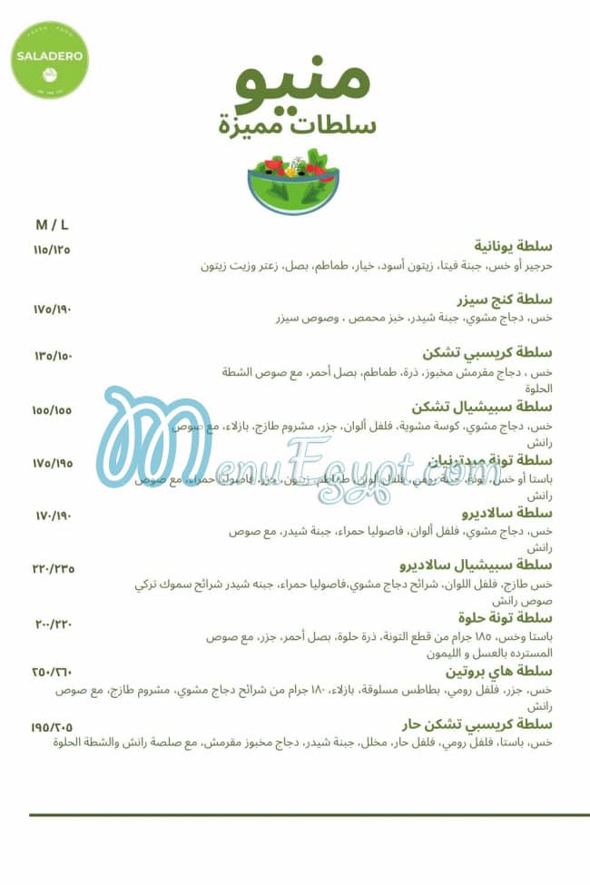 Saladero menu Egypt 1