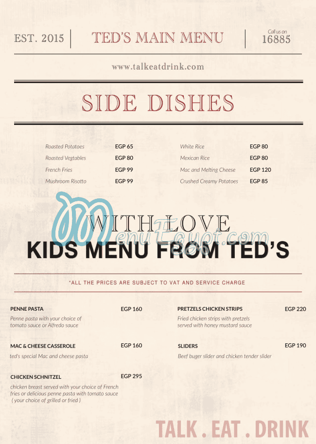 Teds Egypt menu Egypt 4