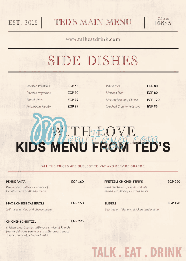 Teds Egypt menu Egypt 10
